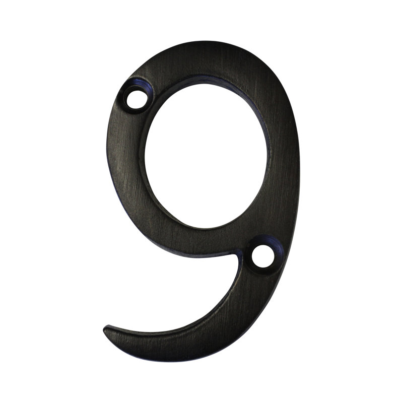Numéro de maison à fixation en surface en laiton 2 po, 9, Noir bronzé à l'huile