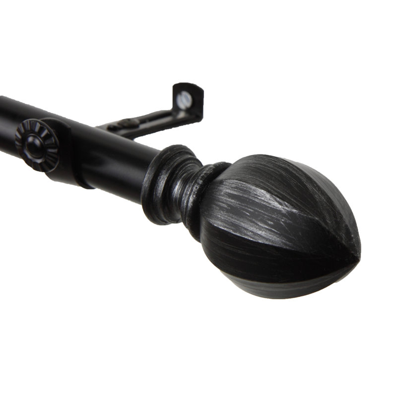 Tringle à rideaux simple en métal Garnet, Noir, H 0,81 po x l 48 po x P 2,88 po