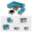 Ensemble de conversation de patio 10 pièces avec table de foyer au propane de 55 000 BTU, canapé modulaire en osier, 2 repose-pieds et table basse-1693599436