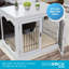 Meuble de caisse en bois pour chien avec coussin - chenil moyen pour chien 32 pouces avec portes doubles - Table de bout décorative pour animaux de compagnie pour petits et moyens animaux (blanc)-1317549837