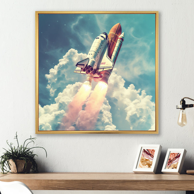 Reproduction d'art sur toile moderne, H 16 po x l 16 po, Cadre flottant doré