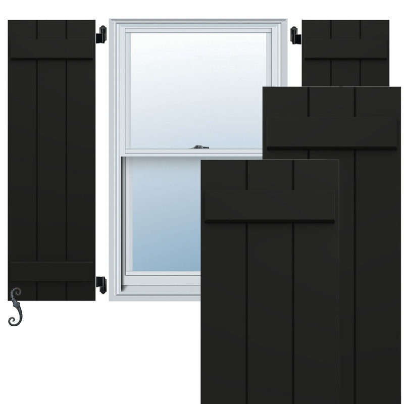 Volets en composite à trois planches EnduraCore l 16 1/8 po x H 47 po, noir (par paire - quincaillerie non incluse), Noir