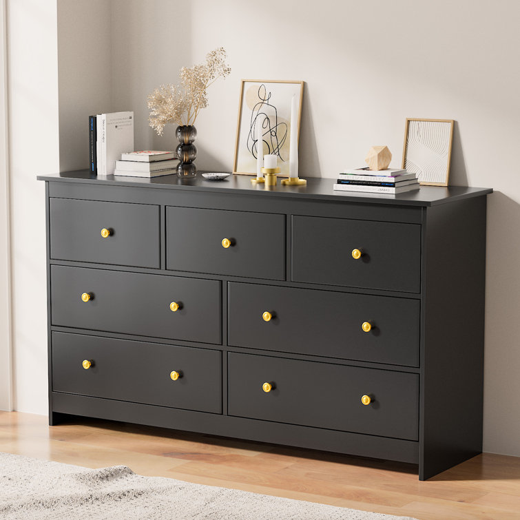 Marizela 55'' W 7 - Drawer Dresser Black