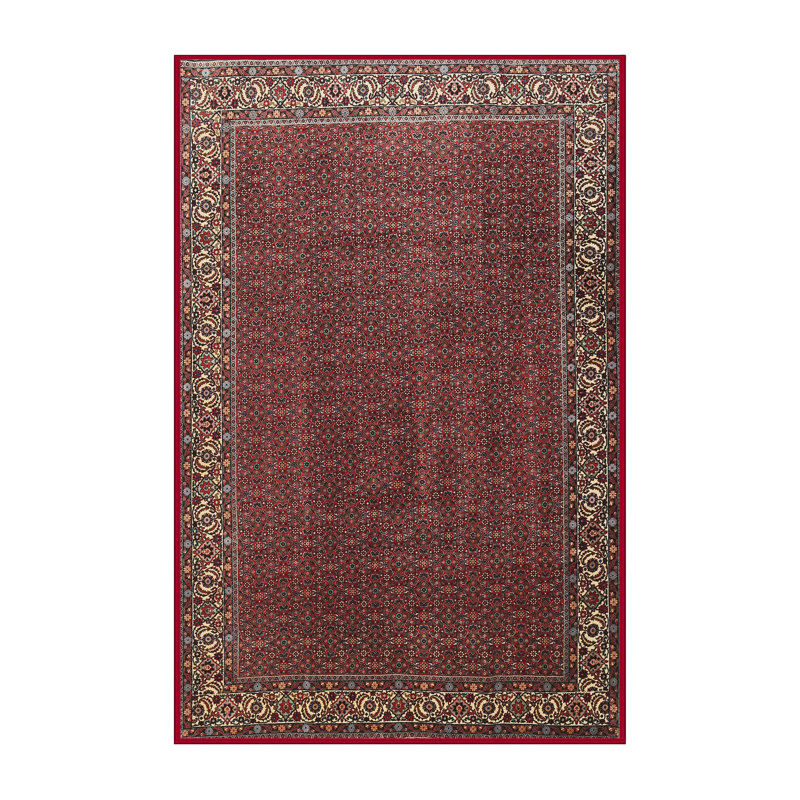 Tapis rouge/brun/beige traditionnel, Rectangle 5 pi x 8 pi