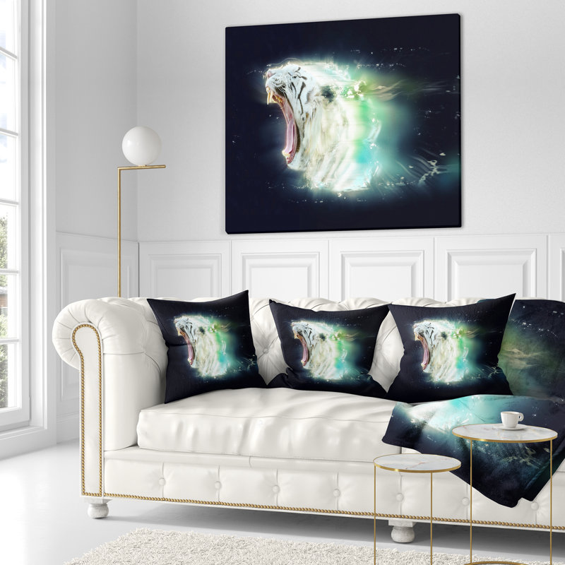 Housse de coussin carré avec insert Tiger, 16 po x 1 po, Coussin décoratif