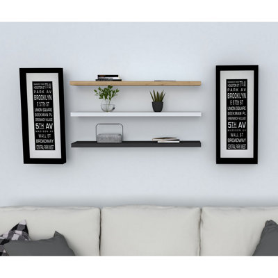 Tablette murale moderne 23,6 po x 0,8 po x 5,7 po | 100% panneau de particules enduit de mélamine, épaisseur: 0,7 pouce | Conception élégante et fonctionnelle, parfaite pour le rangement supplémentaire et la décoration intérieure, fixation murale f