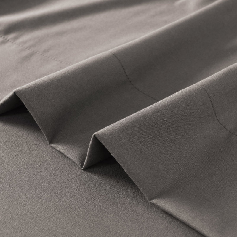 4/6 Pcs Soft Solid & Embroidery Bed Sheets Set, Gray, Queen