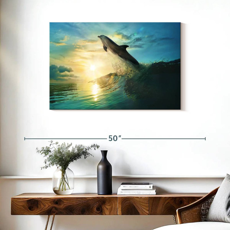 Brampt Sunset Dolphin, 24" H x 36" W