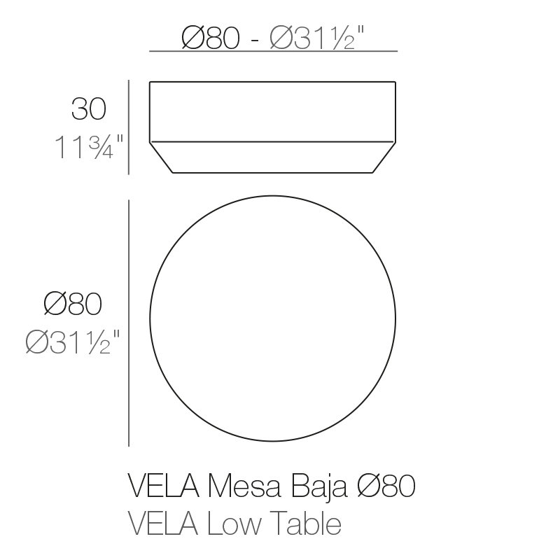 Vela Plastic Coffee Table, 31.5", White