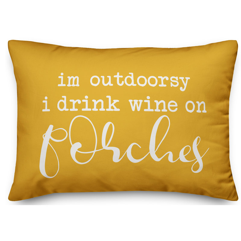 Textual Outdoor Reversible Throw Pillow, Yellow