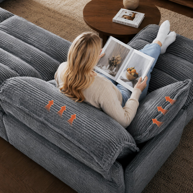 Canapé modulaire en forme de U à 6 places, canapé ergonomique Cloud avec revêtement profond en velours côtelé, canapé moderne et confortable pour grand salon, canapé convertible, gris