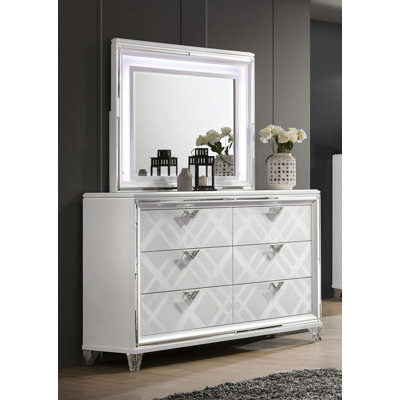 Commode double 6 tiroirs avec miroir Waldrup