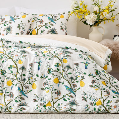 Ensemble d'édredon à motif floral 3 pièces Seersucker