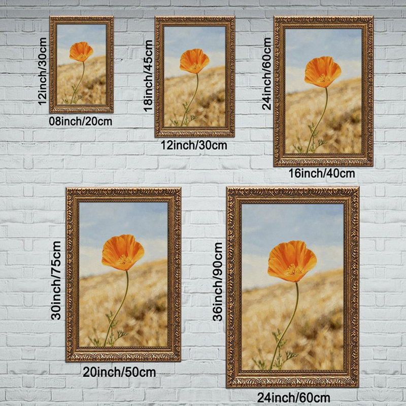 Cadre orange rétro Orange Poppy FieldOrnate, L 24 po x l 36 po