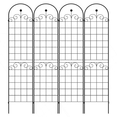 Paquet de 4 treillis de jardin en métal pour plantes grimpantes d'extérieur 86,7 po x 19,7 po antidérapant Rose