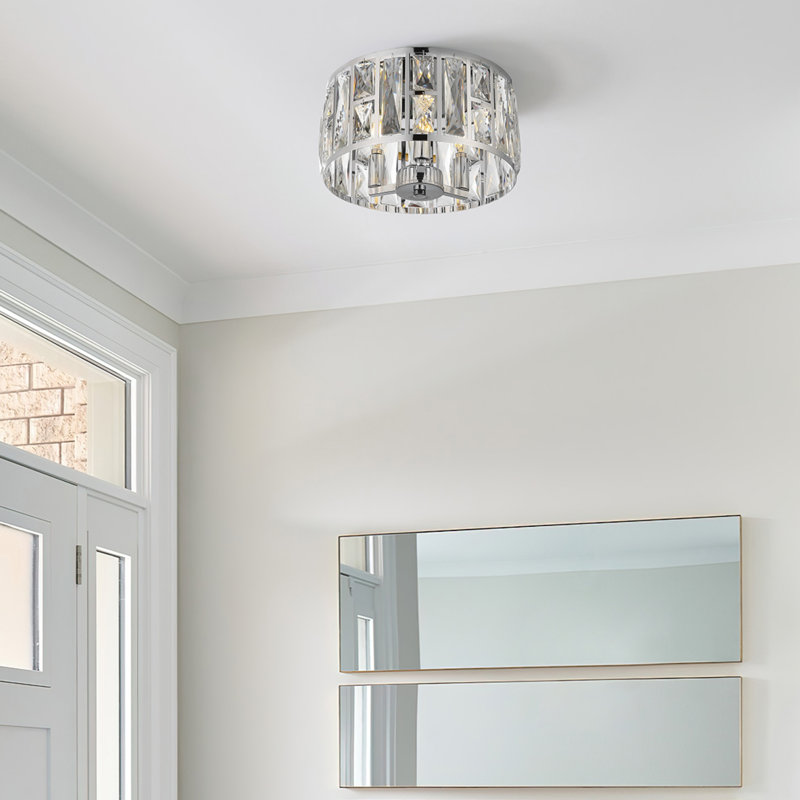 Plafonnier encastré en cristal 3 lumières Leanni, Chrome
