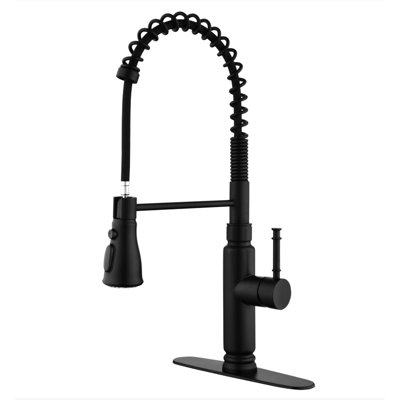 Matte Black Touch Kitchen Faucet With Pull Down , Stainless Steel Fabricated With, 360-Degree Rotating Spray For Thorough Sink Cleaning Vision, And Rust, Easy Water Flow Temperature Regulation Single