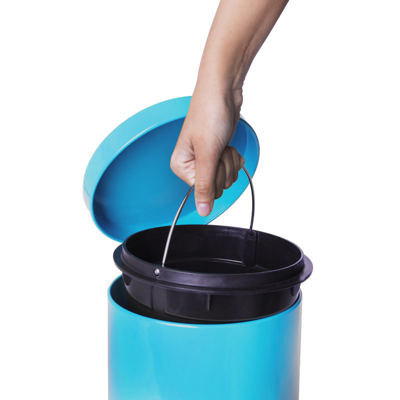 Steel Step On Kitchen Trash Can - 5L, Light Blue