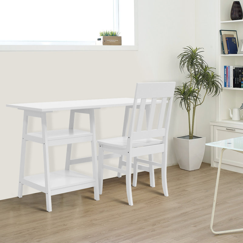 Bureau d'écriture simple avec 2 tablettes Jamonte, Blanc