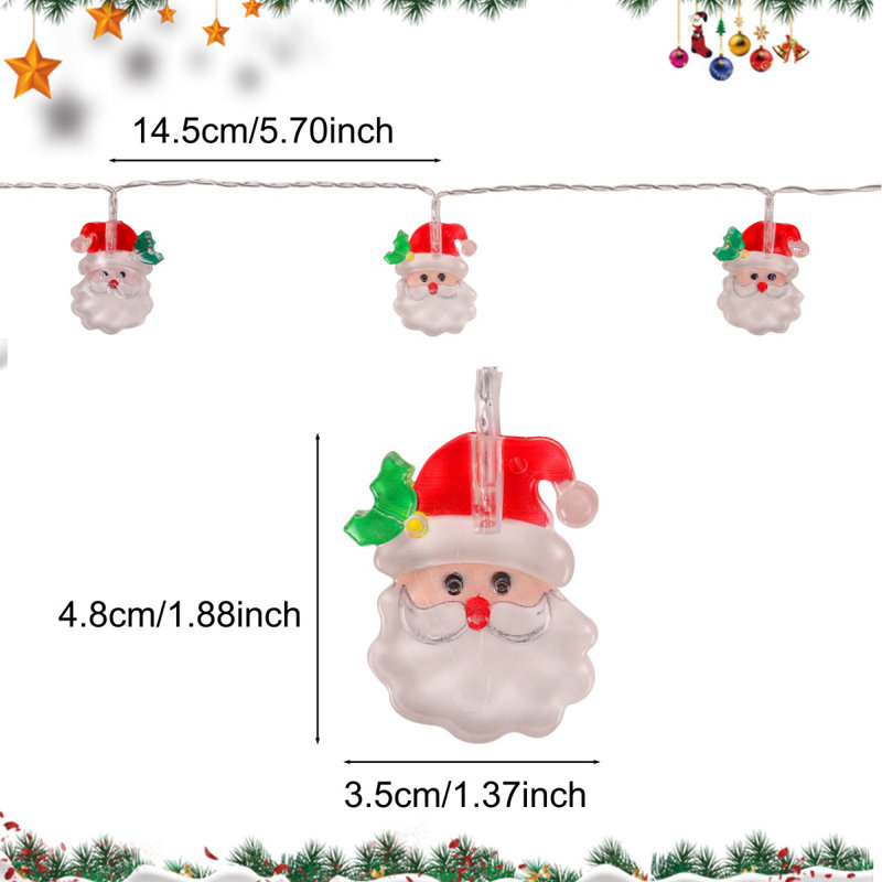 Christmas Lights Decorations, 19.7ft 40 LED Battery(Not Include) Operated Christmas Santa Claus Snowflake Snowman Light String, Waterproof Xmas Fairy Lights for Holiday Party Indoor Outdoor Home Decor