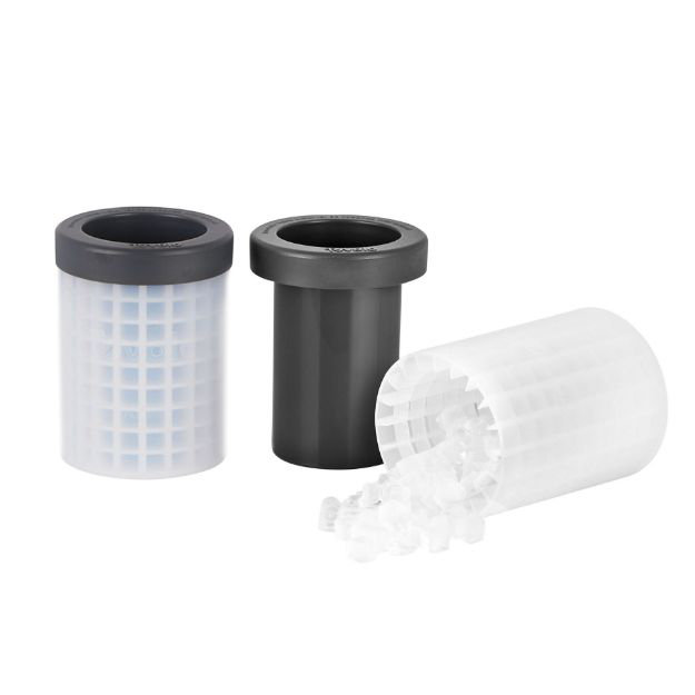 Tovolo Squeeze and Release Mini Ice Cylinder Set of 2, 400 Mini Cubes, Charcoal