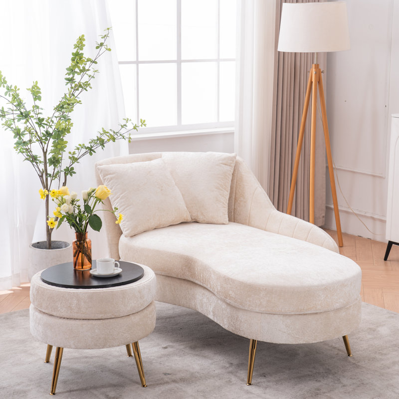 Coussin lombaire d'intérieur en chenille de 58 po avec repose-pieds, Beige