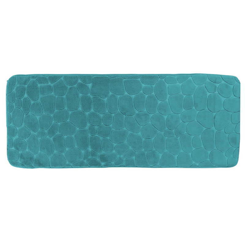 Pebble Runner Mat - Memory Foam - 48"L x 18"W for Kitchen, Bathroom and more, Peacock Blue