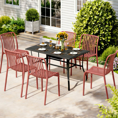 Chaises de salle à manger d'extérieur empilables, chaises d'appoint sans accoudoirs