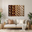 Art mural horizontal rayé horizontal brun clair en métal brun clair-1128650445