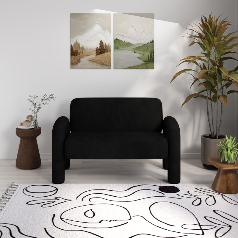 Causeuse en velours 2 places Iryanna, Noir