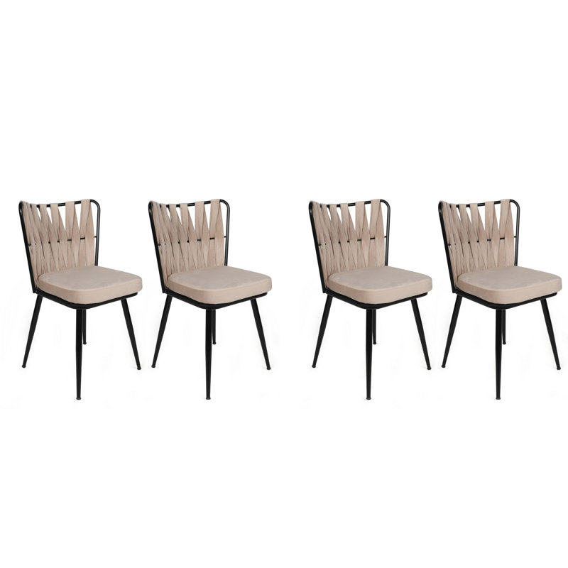 Ensemble de chaises (4 pièces), Crème, crème, Noir