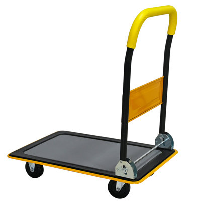 330lbs Heavy Duty Flatbed Cart - 360° Swivel Wheels, Foldable Push Hand Truck For Warehouse/loading (yellow)