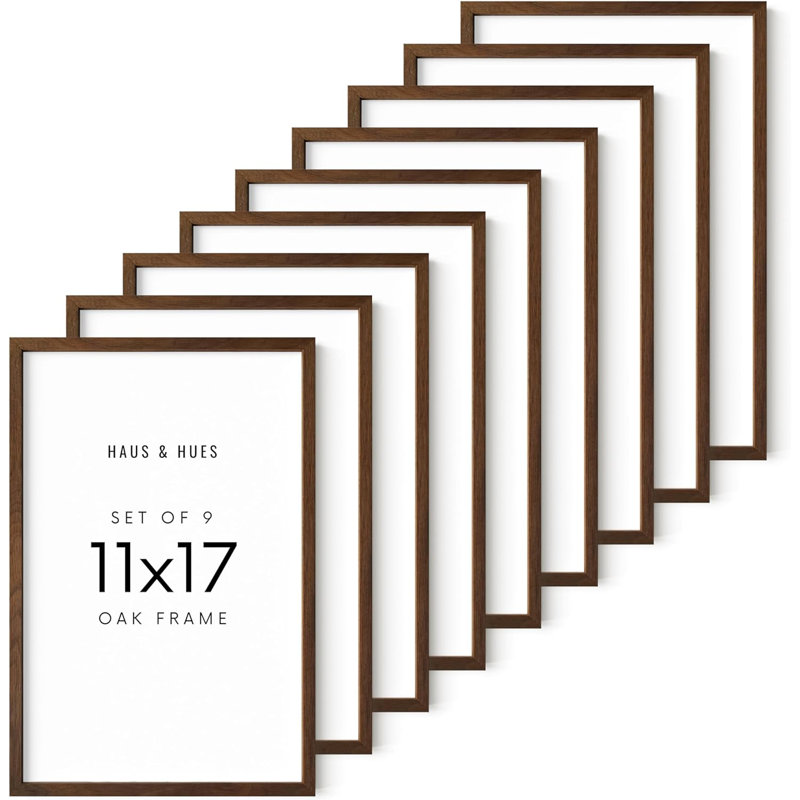 Solid Wood Picture Frame - Set of 9, Walnut, 11" W x 17" H