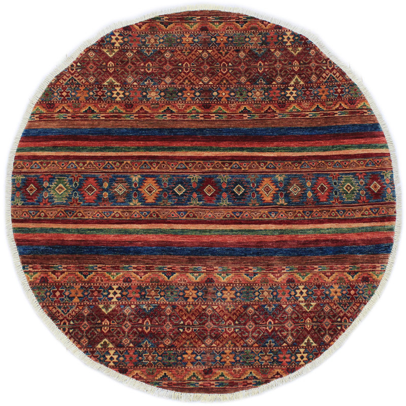 Tapis oriental rouge en laine noué à la main Cartley