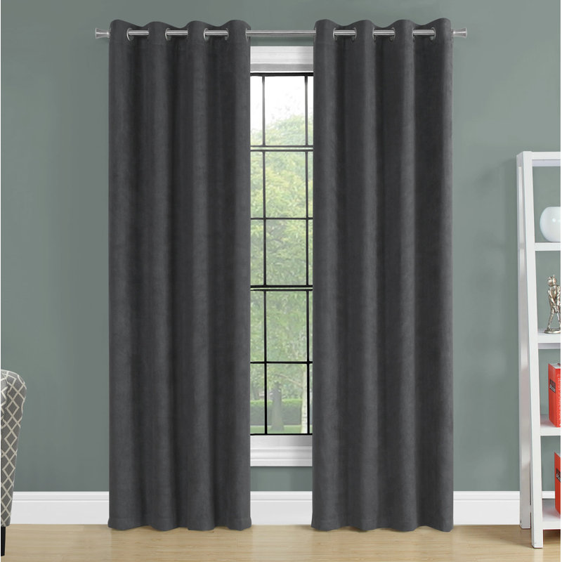 Curtain Panel, 2pcs Set, Grommet, Living Room, Bedroom, Kitchen, Gray, 95" x 52"