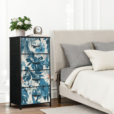 4 Drawer Dresser for Bedroom, Narrow Chest of Drawers, Wooden Top and Study Iron Frame 18"x37.5"-(WxH)
