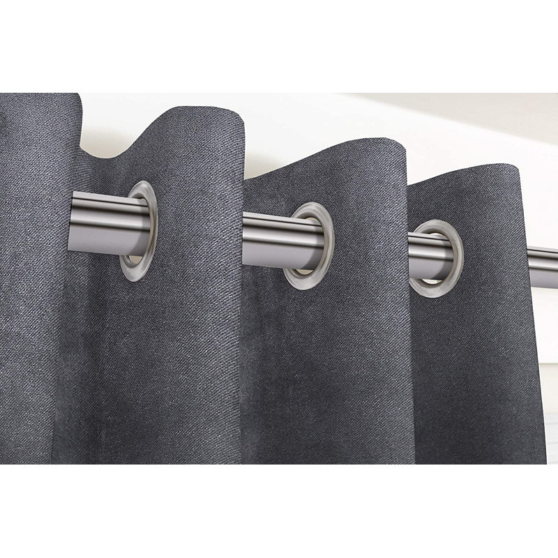 Kronberg Room Darkening Curtains / Drapes Pair, Charcoal, Width 167 x Drop 137cm