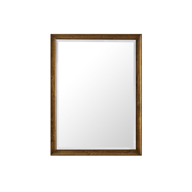 Glenbrooke Solid Wood Beveled Wall Mirror, Whitewashed Walnut, 40" x 30"