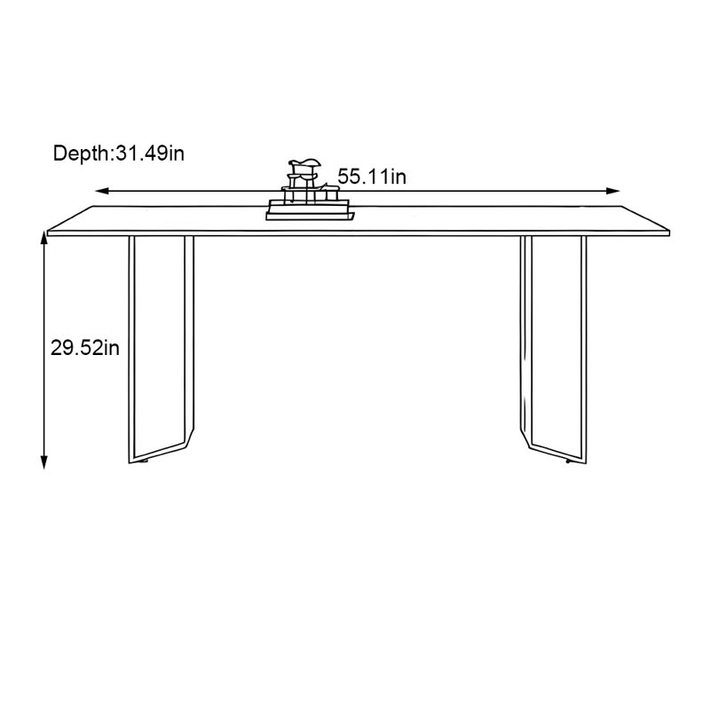 Luxurious and high-end rectangular dining table, 29.52”H x 55.11”L x 31.49”W