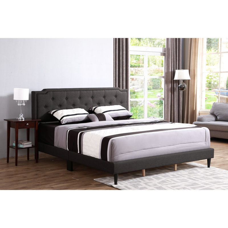 Lit décontracté noir élégant au look moderne - H 47 po x l 63 po x P 86 po, design, facile à nettoyer, assemblage requis