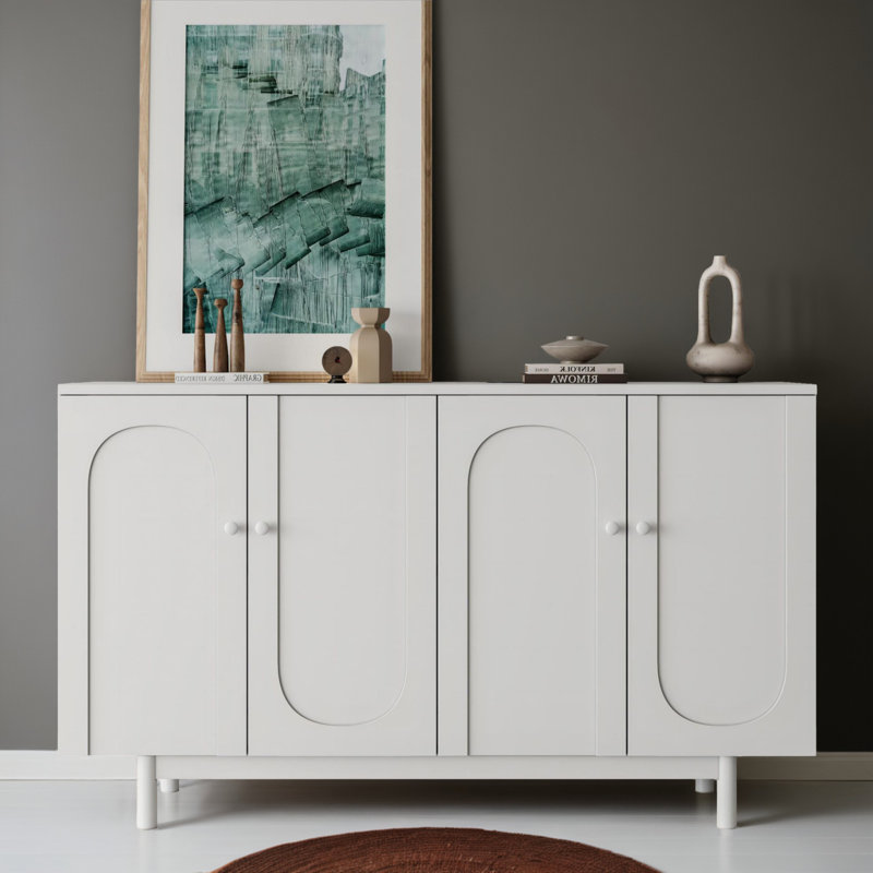 59" Console Table Entryway Sideboard for Hallway Living Room, White