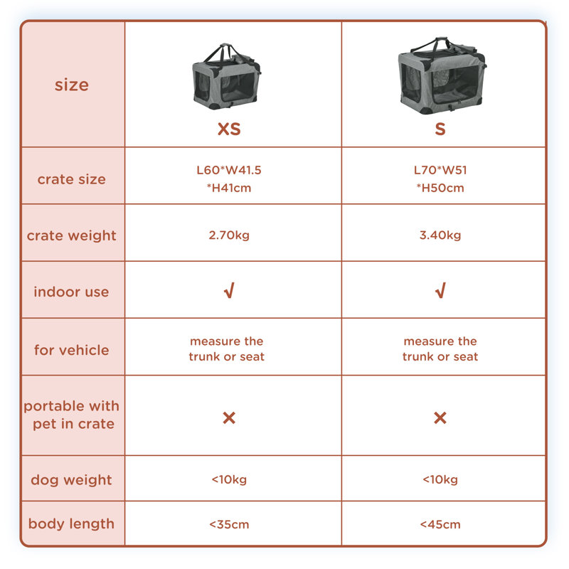 Collapsible Vehicle Travel Carrier,Carrier with 3 Doors, 50cm H x 70cm W x 51cm D 