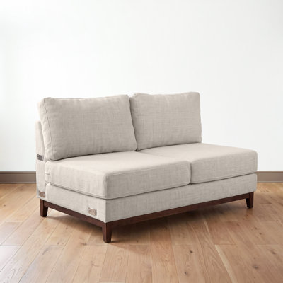Martha Stewart Bedford Modular Sectional Sofa Armless Double Seat with Tapered Wooden Legs