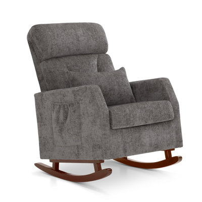 Modern Upholstered Rocker with Pocket and Ergonomic Design by Latitude Run
