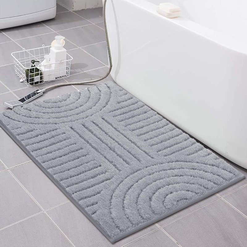 Non Slip Soft Absorbent Bath Mat, Gray, 36" L x 24" W
