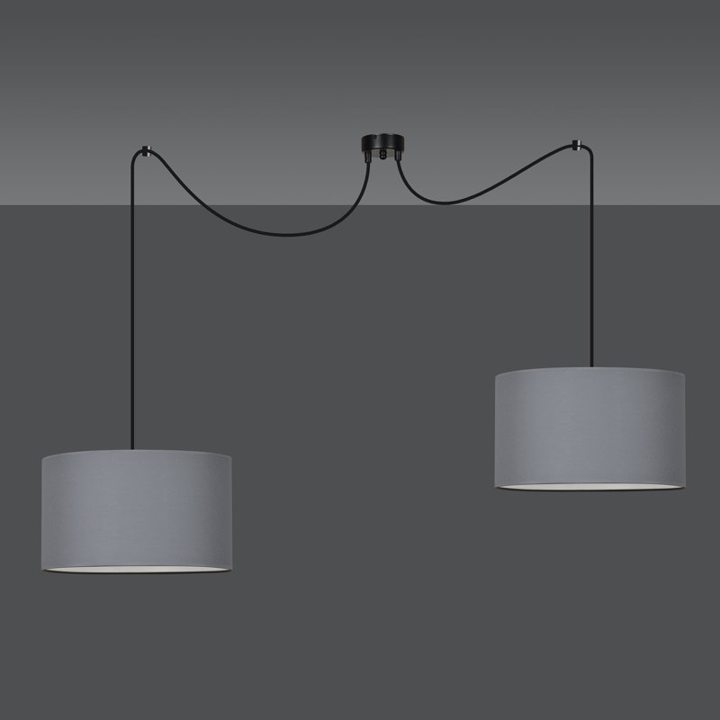 Pascua 2 - Light Black Drum Pendant, Grey