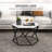 Hexagonal Coffee Table, Cocktail Table, Marble Top With Steel Frame, White