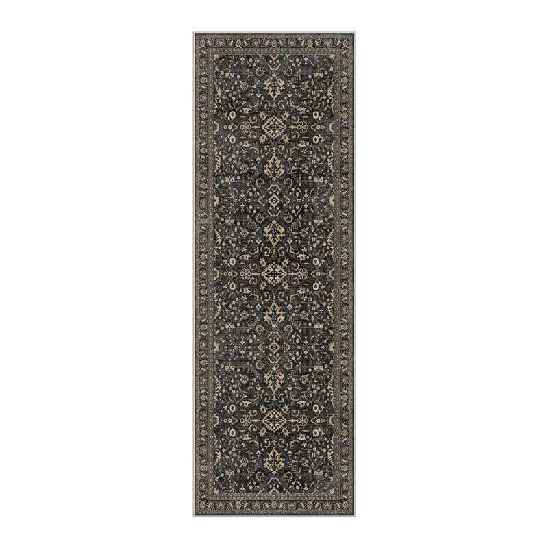 Tapis noir / brun Zephyr, Tapis de couloir 2 pi 6 po x 8 pi