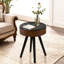 Table de chevet ronde de 15,7 pouces, pieds en bois massif, espaces étroits, salon principal, finition brune et noire, construction, routine d'installation simple, combinaison de couleurs, table,