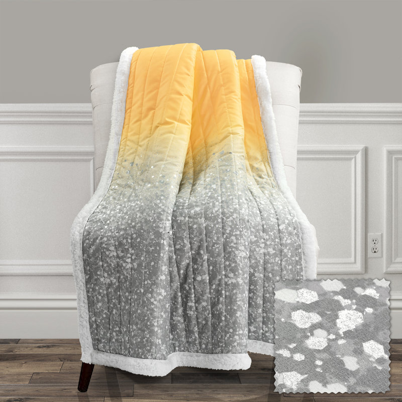 Jeté 100% coton scintillant, Turquoise / gris